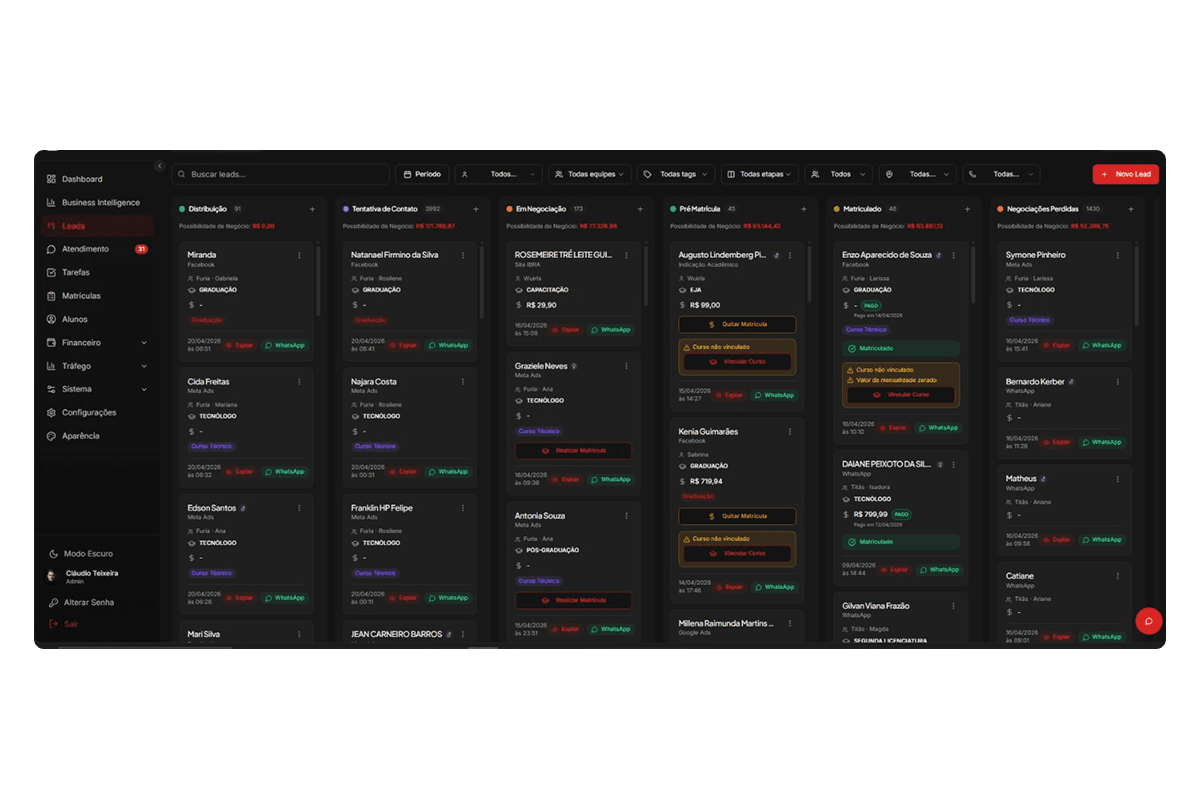 CRM para Rede de Faculdades